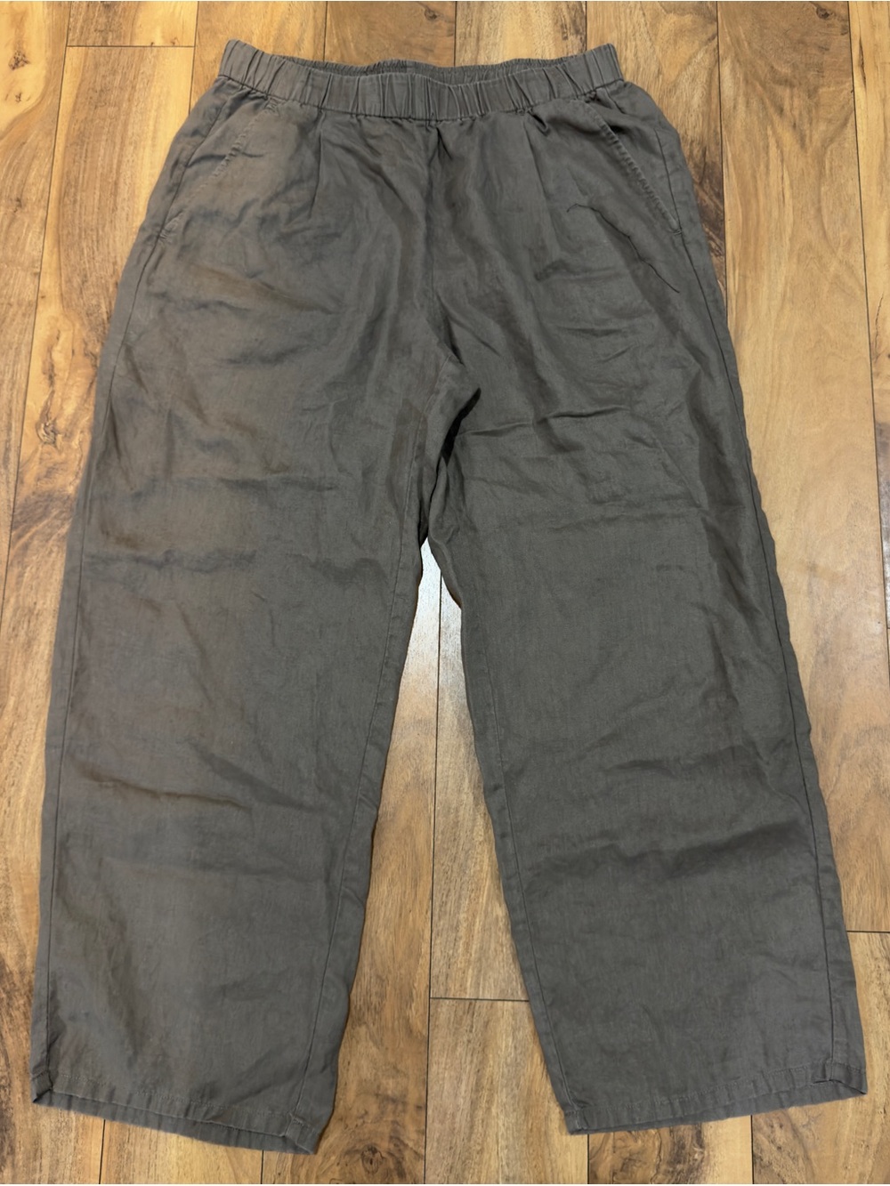 Eileen Fisher Organic Linen Wide Leg Trouser Pants Walnut Brown Women’s Small